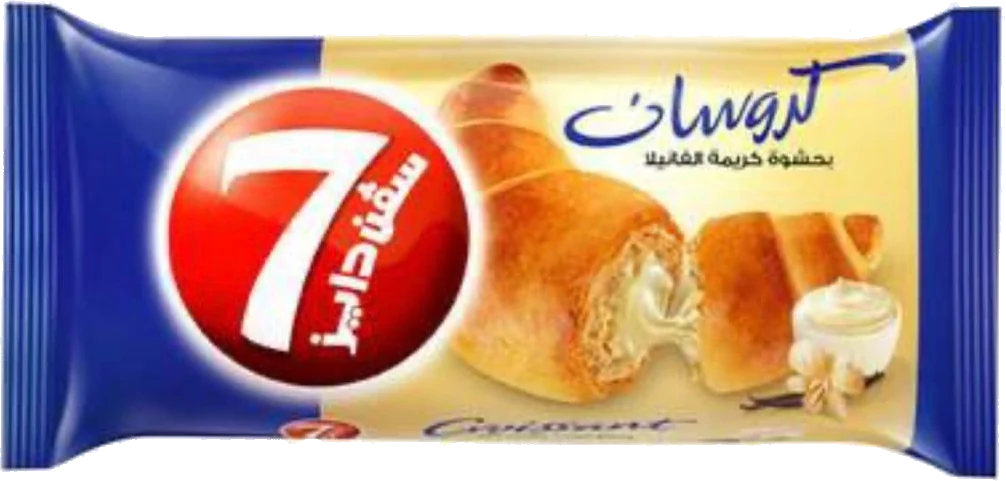 7 Days Croissant Vanilla, Single-serve flow wrap, front of pack.