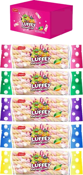 Anasco Luffey Marshmallow Twist range as supplied, showing several packs of the line.