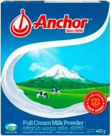 Anchor Full Cream Milk Powder 400 g carton, Sinhala pack.