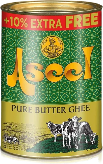 Aseel Ghee, 1.15 L tin or bottle, front of pack