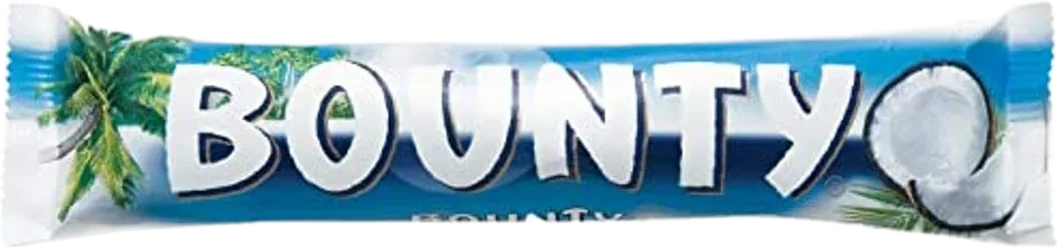 Bounty Chocolate, 57 g moulded or enrobed countline bar, front of pack
