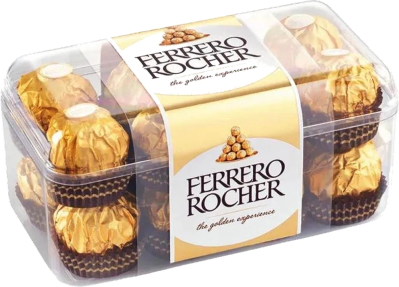 Ferrero Rocher T16, 16-praline box, front of pack.
