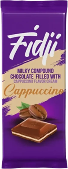 Fidji Milk Cappucino, 80 g moulded tablet or bar, front of pack
