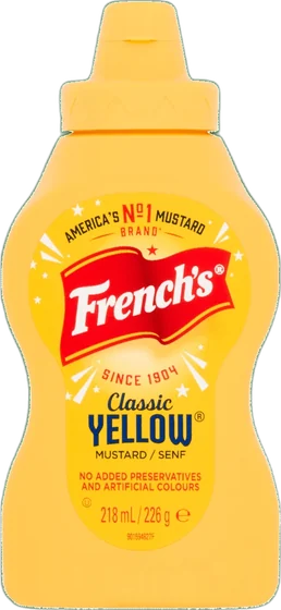 French’s Yellow Mustard, 8 oz squeeze bottle, front of pack