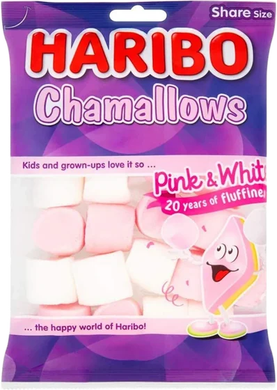 Haribo Chamallows Pink & White, 150 g pouch or jar, front of pack