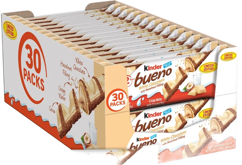 Kinder Bueno, 43 g moulded or enrobed countline bar, front of pack