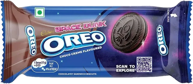 Oreo Space Dunk choco creme variant, India-market pack. A separate line from the Arabic Original pack shown above.