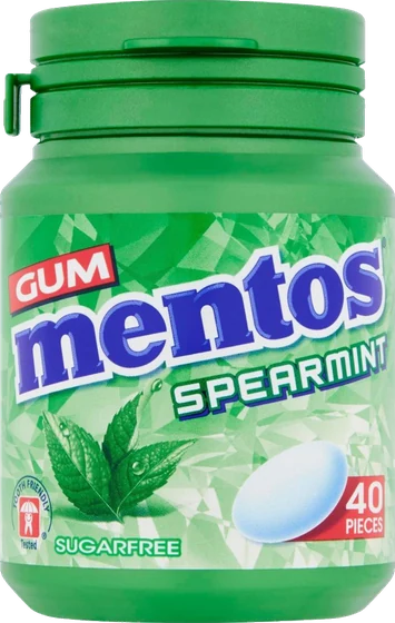 Mentos Gum Bottle, 40-piece bottle, front of pack.