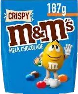 M&M's Crispy, 187 g stand-up pouch, front of pack.