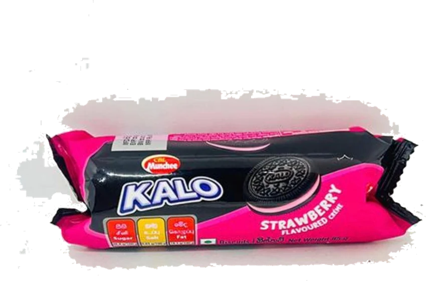Munchee Kalo Strawberry Creme, Film roll, front of pack.