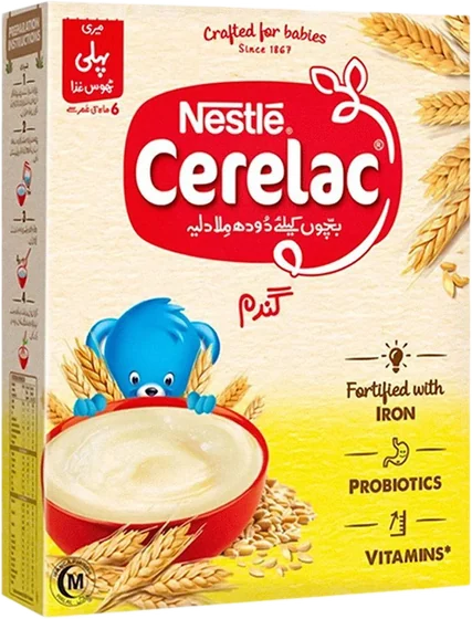 Nestle Cerelac Wheat & Fruits, 400 g carton or tin, front of pack