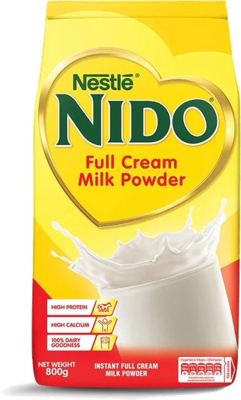 Nestle Nido Full Cream Milk Powder, pouch, 800 g foil pouch, front of pack.