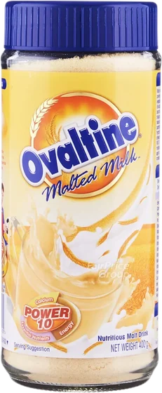 Ovaltine Malted Malt Powder, 400 g pouch or tin, front of pack