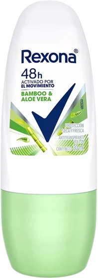 Rexona Roll, 50 ml aerosol can or roll-on bottle, front of pack