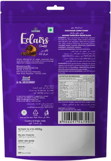 Sapphire Eclairs Assorted. Chocolate, 800 g pouch or jar, front of pack