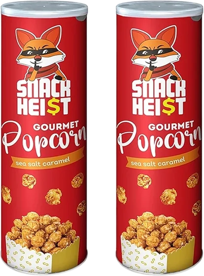 Snack Heist Sea Salt Popcorn, 85 g film pouch, front of pack