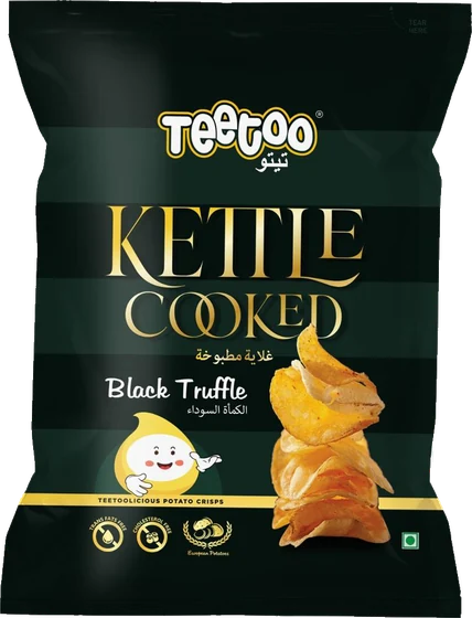 Teetoo Kettle Cooked Black Truffle, Film bag, front of pack.
